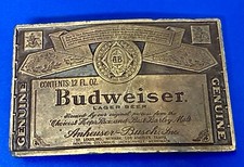 Budweiser Belt Buckle 70's Bergamot Brass Works A-168 Pewter 3 Inches