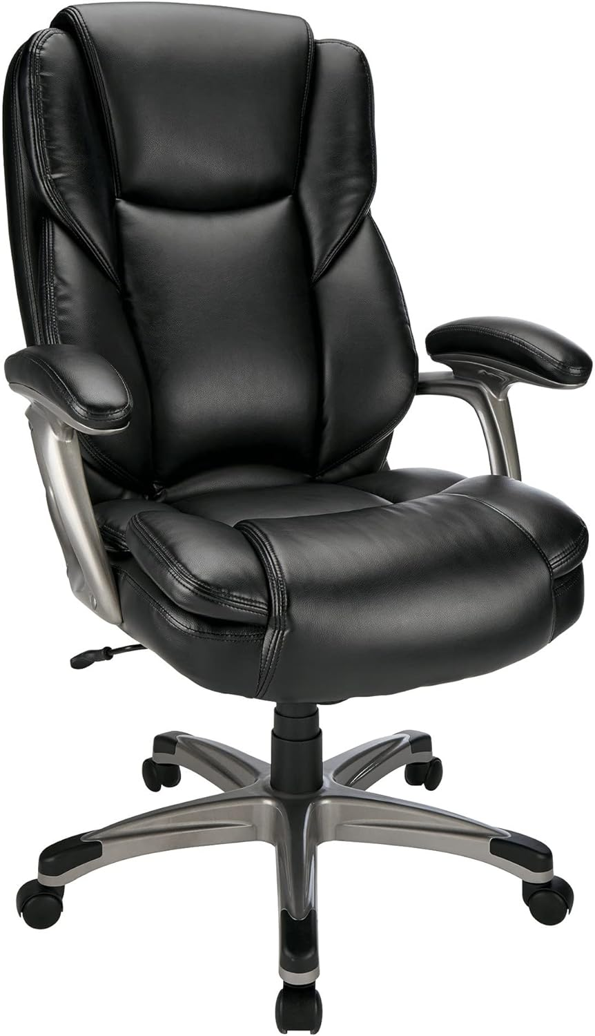 Cressfield Bonded Leather High-Back Office Chair in Black and Silver