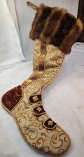 DESIGNER CHRISTMAS STOCKING Large 30" - Faux Fur Cuff, Tapestry NEW