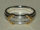 1990's Two Tone 14k Gold Ring w/Baguette Diamonds Size: 11 (21 mm)  8.1 g. VGC — photo 5
