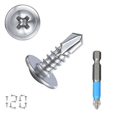 #8 x 1/2 Sheet Metal Screws 120PCS 410 Stainless Steel Truss Head Fast Self...