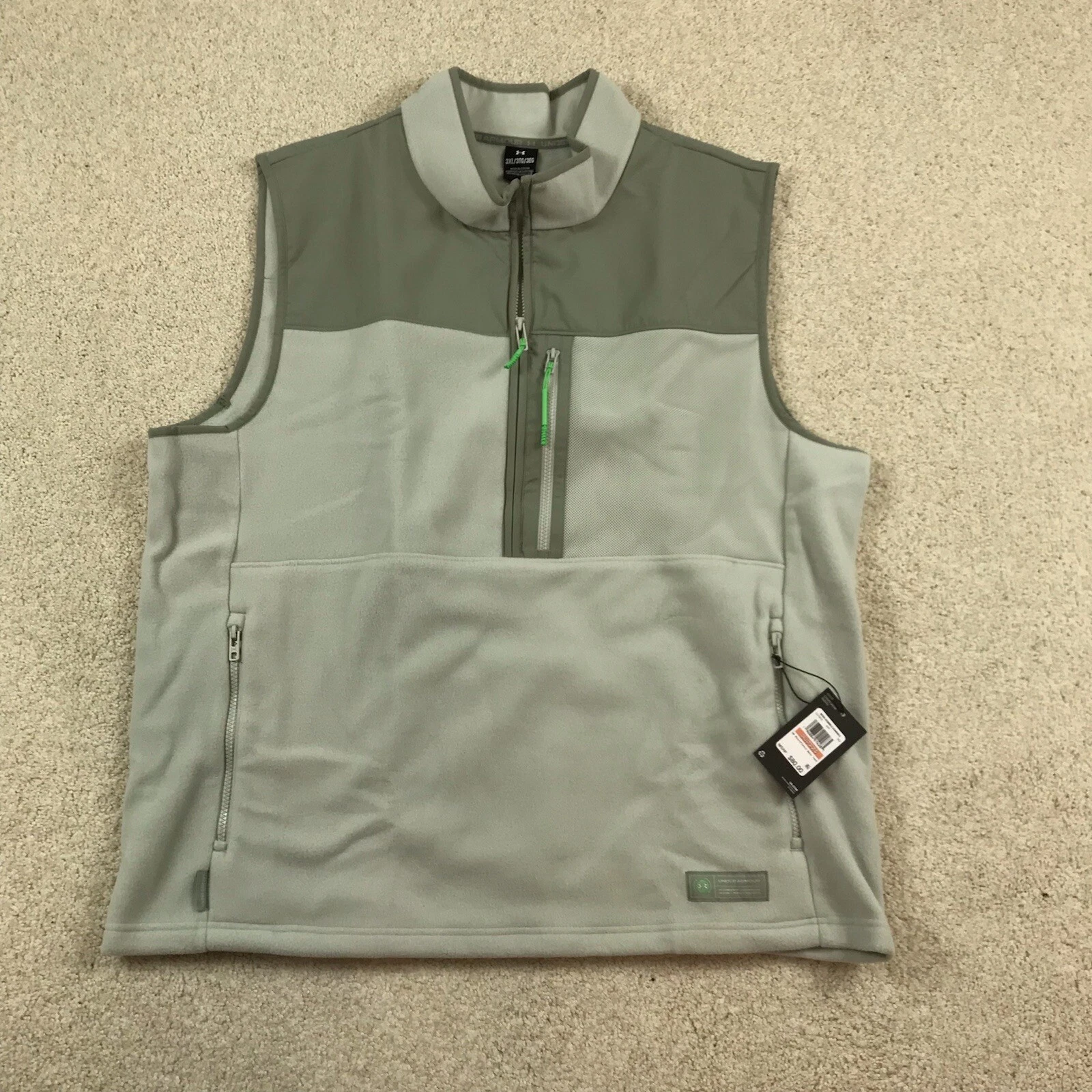 Under Armour Microfleece Maxx Vest Mens 3XL New Gray Full Zip