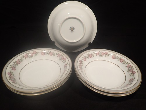 NORITAKE 5433 CUENCO SOPA CON BANDA GRIS ROSA FLORAL JUEGO DE 5 - Imagen 3 de 4