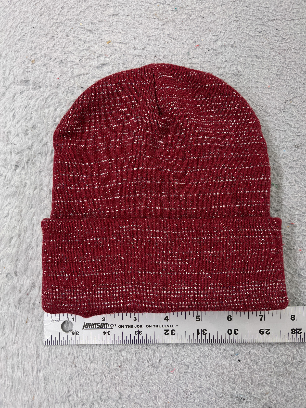 Red Sparkly Knit Wool-Poly Blend Beanie with Lining for Snow Skiing Adults-image