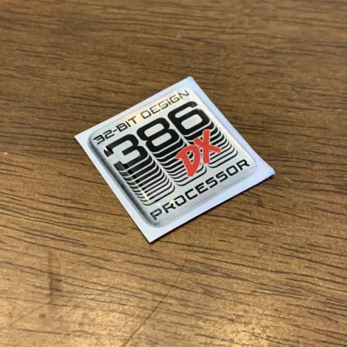 Custom Vintage 386 DX Silver Computer Case Badge DOMED Sticker Retro PC 386S 1x1