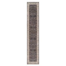 2'6"x13'3" Blue Nain Flower Design Wool and Silk Hand Knotted Runner Rug R91076