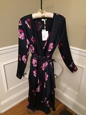 NWT Joie $398 Midnight Blue Miltona Silk Wrap Dress Size XS