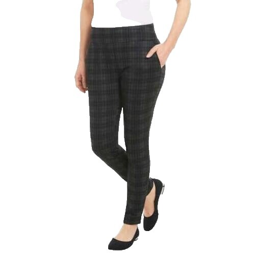 Vintage Bebe Size 6 Gingham Check Pants Tan White Tapered Preppy