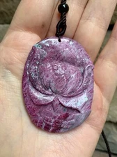 Huge Ruby Zoisite Pendant Necklace Handcrafted