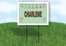 CHARLENE WELCOME BABY GREEN 18 in x 24 in Yard Sign Road Sign with Stand