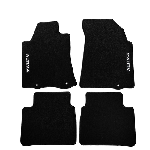 Fits 07-24 Nissan Altima Black Floor Mats Carpet Nylon Non-slip W/ White Emblem