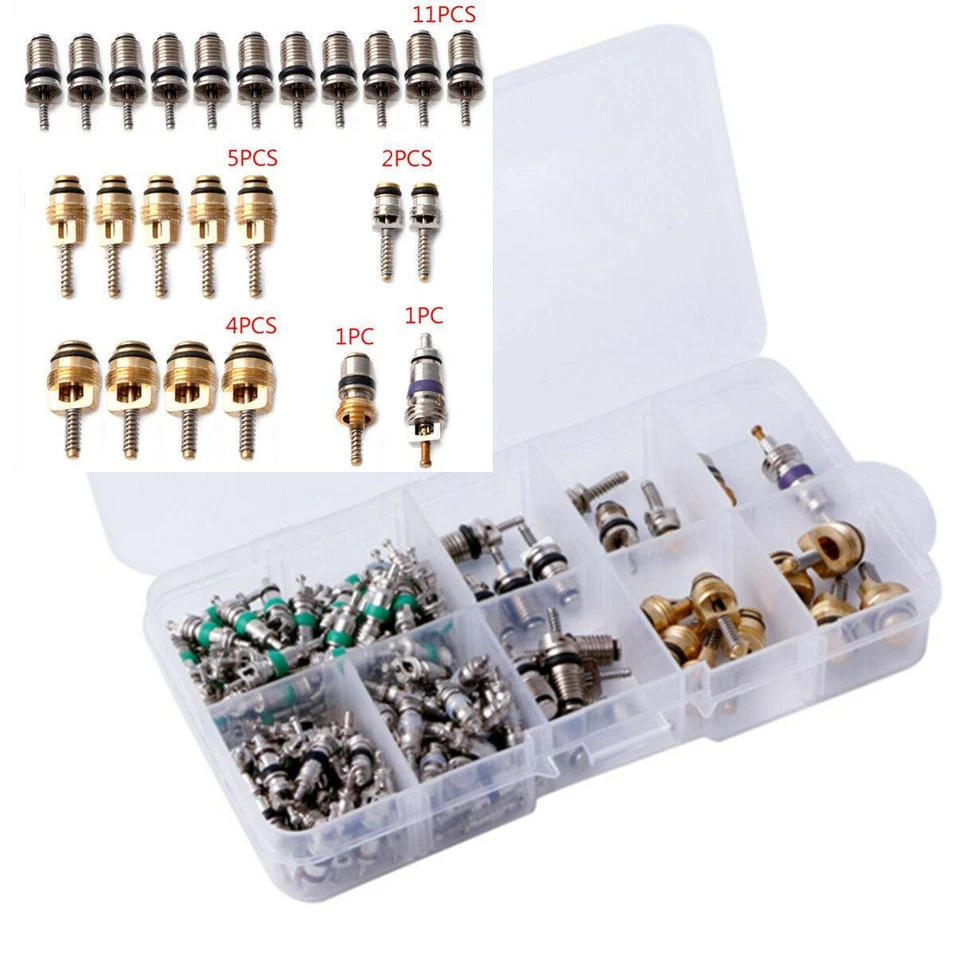 9 tipos 134 piezas de surtido de núcleo de válvula de acondicionamiento de aire acondicionado R134 kit surtido Foto 2 de 4