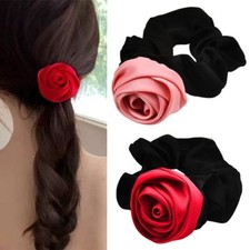 Rose Hair Ties for Women Girls Rose Satin Scrunchies for Thick Hair Accessori...