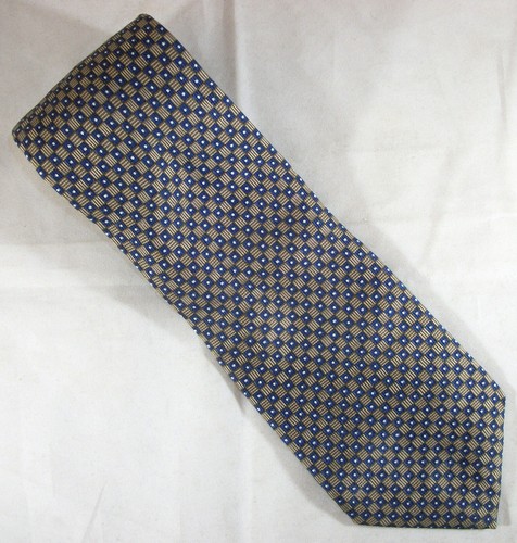 NAUTICA Blue & Brown Squares Check Silk Neck Tie 60" Long x 4" Wide (F084)