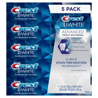 Crest 3D White Advance Whitening Flavoride Anticavity Toothpaste - Pack of 5