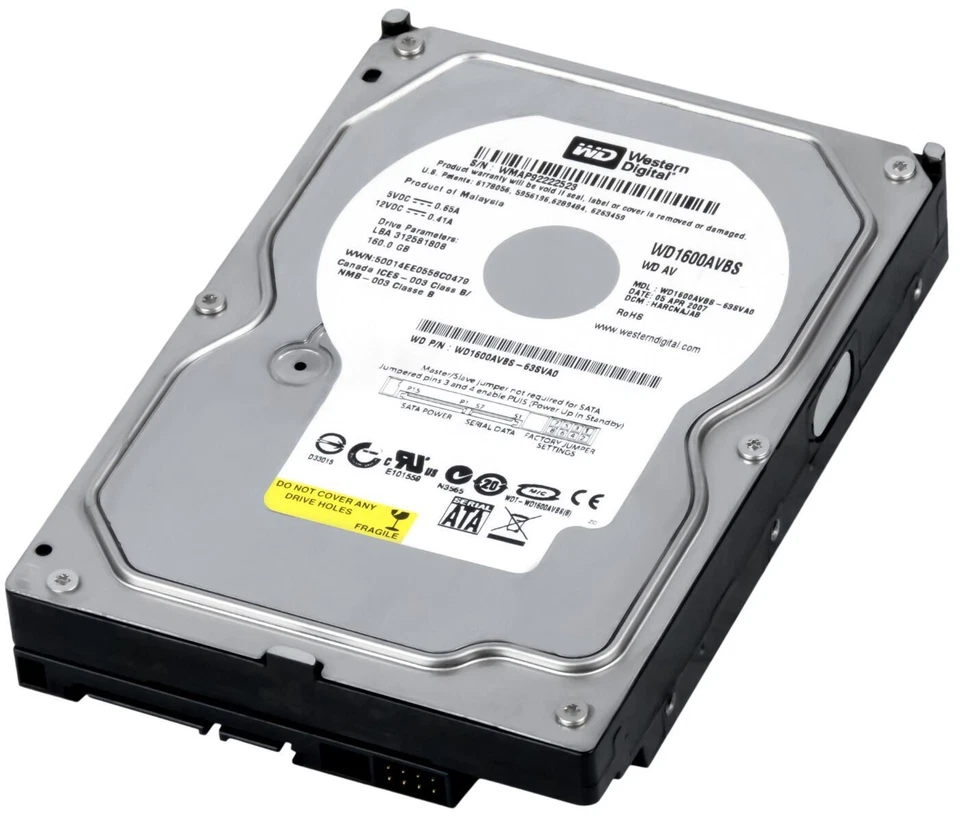 Western Digital Hard Drive WD1600AVBS 160GB 7200RPM SATA II 2MB 3.5" Inch - Image 2 of 3
