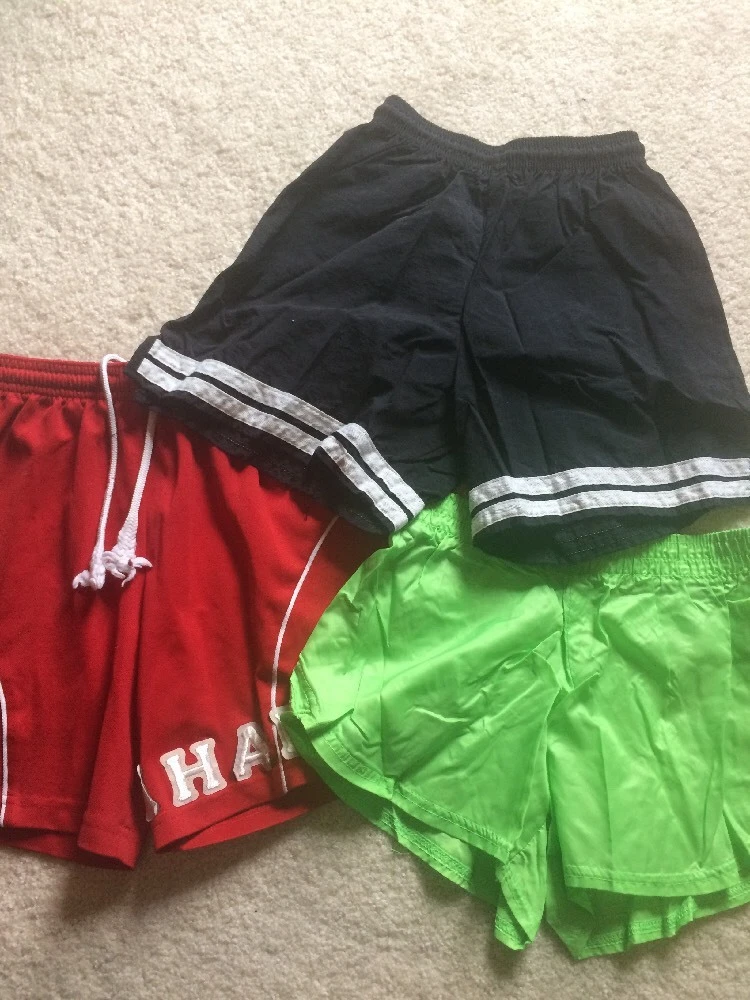 3pc Set Girls Athletic Soccer Shorts Red Adidas+Green Soffe+Black Score