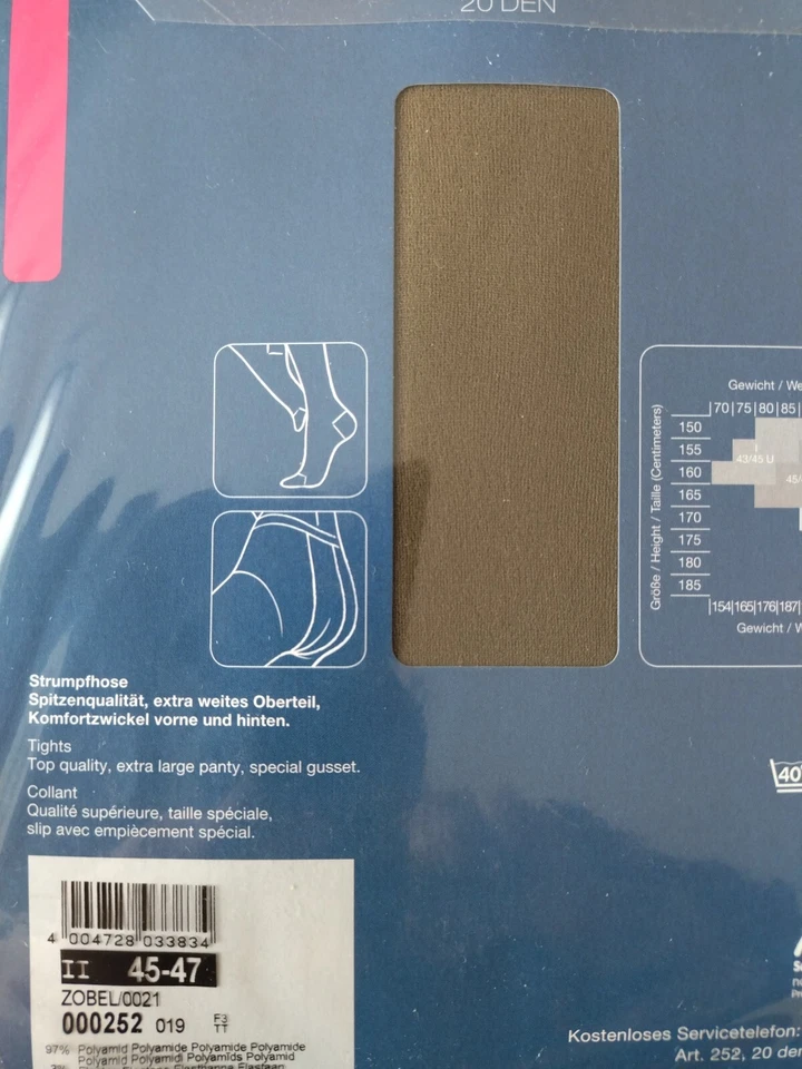 Gr. 44 46 NEU - 3 z. Preis v. 2 Hudson Fein Strumpfhosen Tradition 20den, Braun - Bild 2 von 2