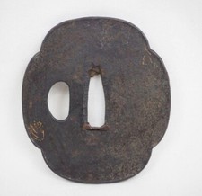 Japanese Antique Tsuba of Katana Samurai Sword Guard Iron Rare Design  72-D53