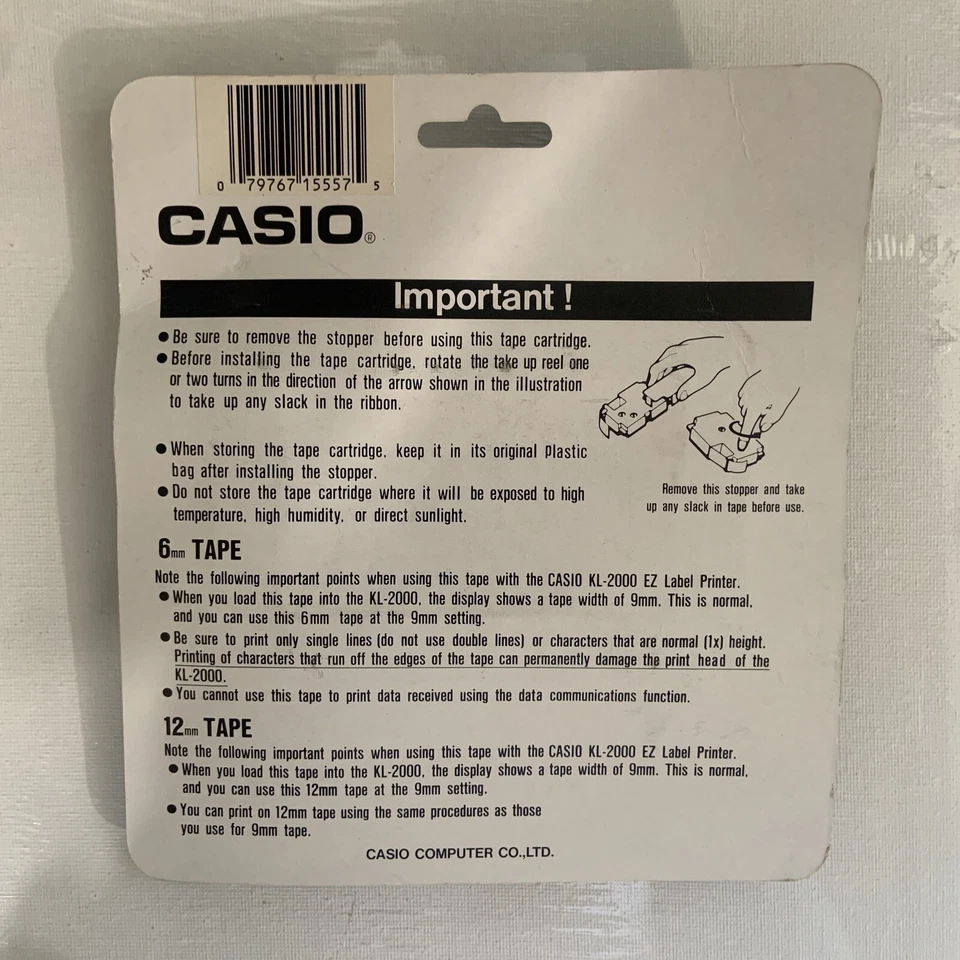 NOS Genuine Casio XR-9X-s 3/8" Black On Clear Tape XR9XS 9mm - Image 2 of 2