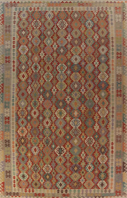 Flatweave Reversible Tribal Kilim Kelim Rugs Handwoven Wool Large Rugs 10x16 ft