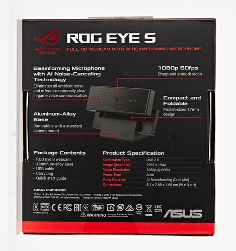 Kamera internetowa ASUS ROG Eye S Full-Hd (60 FPS, Full-Hd, mikrofon z redukcją szumów, niebieski - Zdjęcie 7 z 10