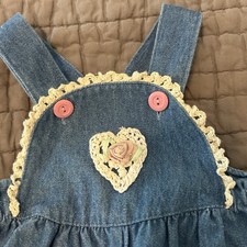 90s Vintage Denim 3-6 Months Baby Girls Jean Overalls