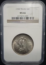 1938 Texas Commemorative Half Dollar 50c NGC MS66 | GEM+ BU See Pics