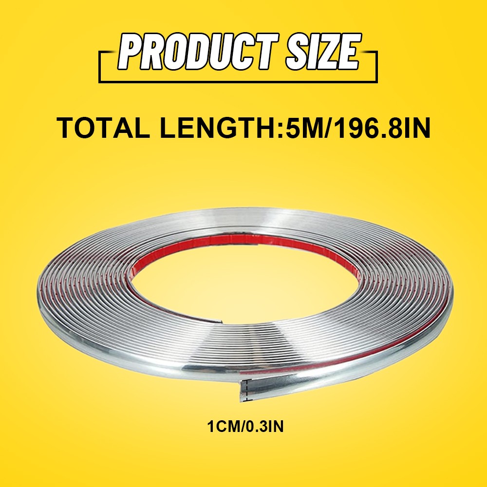 1CM Chrome Molding Trim Strip PVC Car Styling Decoration Tape Adhesive US SOCK K
