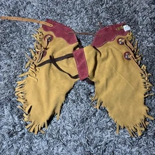 NWT Richland Yellowstone Child Small Suede Leather Chinks Chaps Tan Brown Fringe