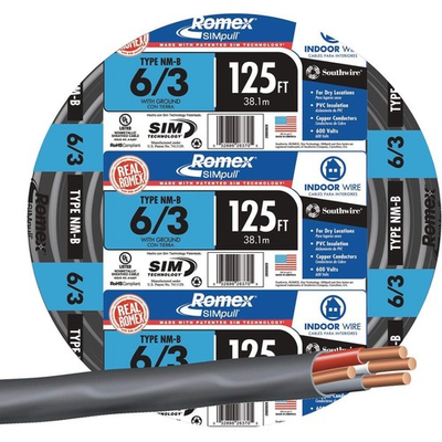 #ad #ad Southwire 125 ft 6 3 Romex SIMpull Stranded Indoor CU NM B W G Individual Pack $374.95