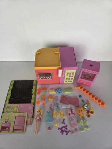 Vintage POLLY POCKET Apartment SPARKLE HOUSE Folding PLAYSET Take Along 2002