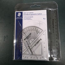 4-Pc Math Geometry Kit for Students Protractor, Ruler Triangles Set