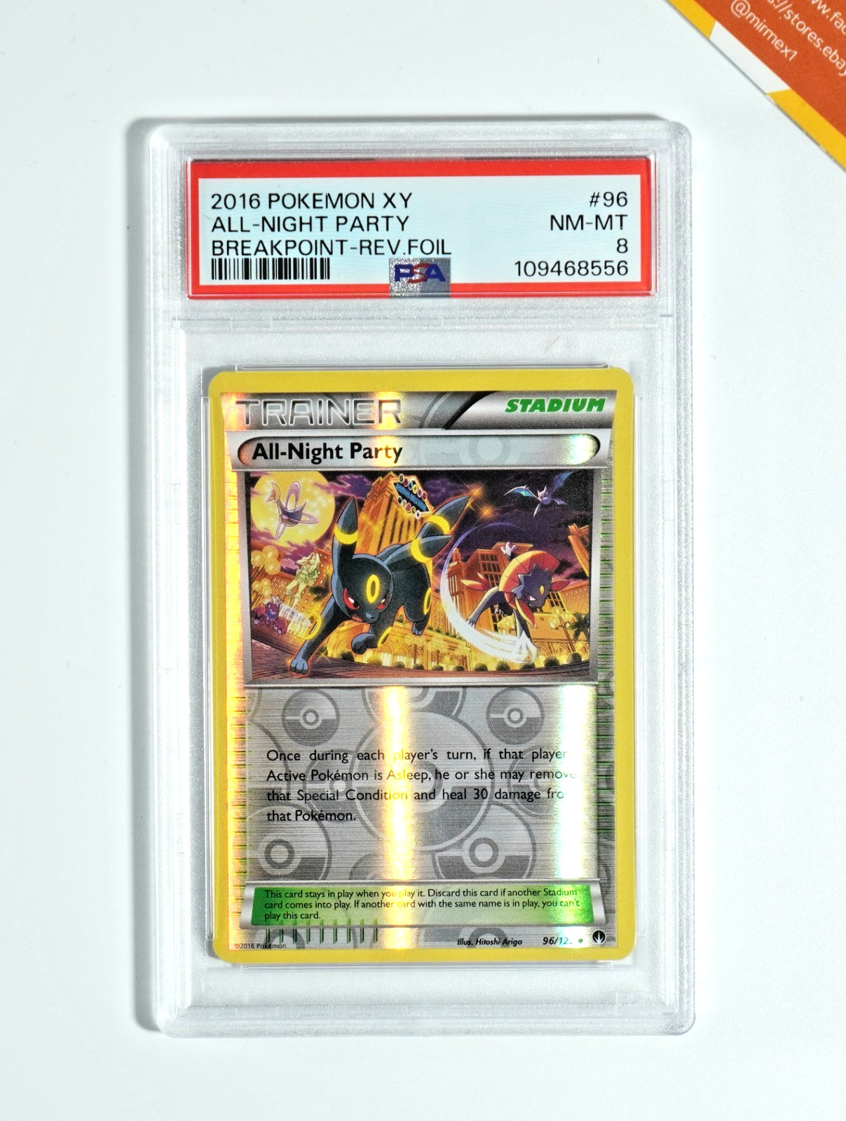 Pokemon PSA 8 All -Night Party #96 Reverse Foil Breakpoint XY 2016 English