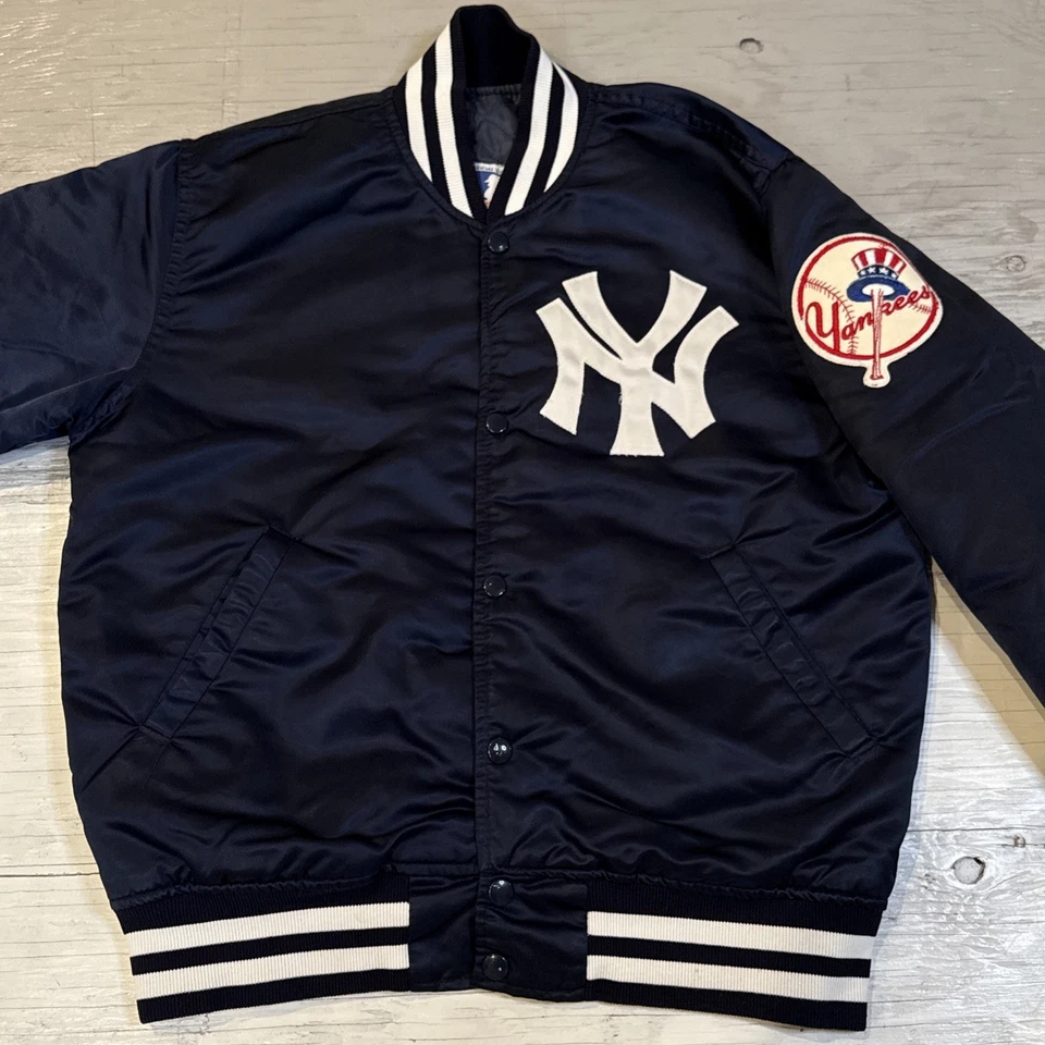 Vintage 90s MLB Starter New York Yankees Satin Baseball Jacket Sz Medium - Image 3 of 4