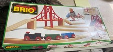 BRIO 33131 Big Wooden Railway Starter Set Suspension Bridge 1990 With Box