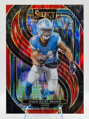 2024 Panini Select Amon-Ra St. Brown Red Prizm Shock #/249 Detroit Lions #105