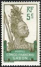 Gabon 1910 Fang Warrior MH (SC# 36)