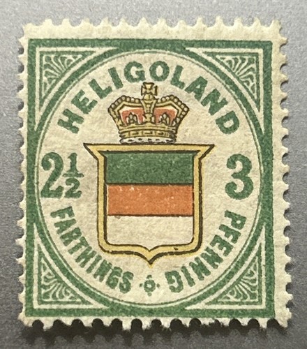 Escudo de armas Heligoland 1876 2 1/2 centavos / 3 peniques sello único sin usar