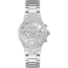 Guess Ladies Moonlight MultiFunction Diamonds Silver Dial Watch - GW0320L1 NEW