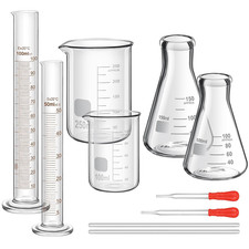 100/250Ml Lab Glassware Include Graduated Cylinder, Glass Beaker Set, Glass Drop