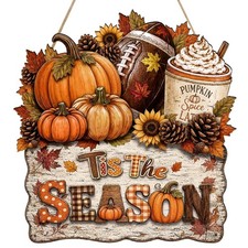 Tis The Season Fall Pumpkin Hanger 10.6 x 10.4 Inch