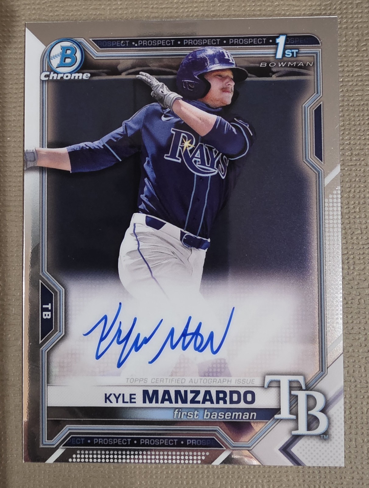 Kyle Manzardo 2021 Bowman Draft Chrome 1st Bowman AUTO Tampa Bay Rays