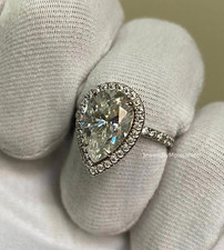 3 Ct Pear Cut Moissanite Halo Engagement Ring For Women 925 Sterling Silver