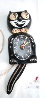 Vintage Kit Cat Klock California CLOCK Co Jeweled Model D? REPAIR electric Wall