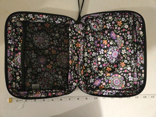 Vera Bradley Lighten Up Baby Wipes & Diaper Zipper Pouch Travel Bag Black Floral
