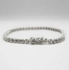 Miluna 18ct White Gold Bezel Set Diamond Tennis Bracelet 1ct TDW 50 Stones 11.5g