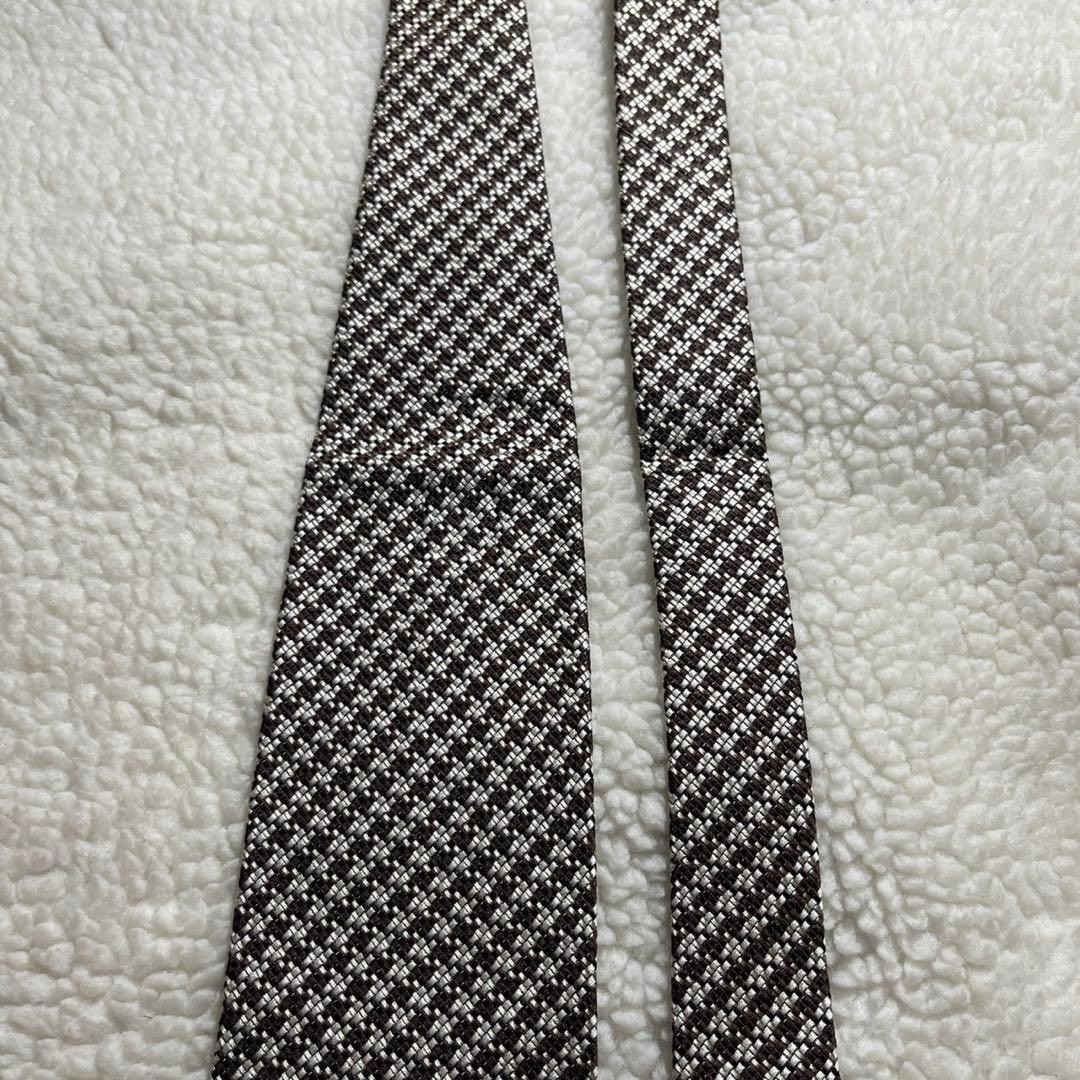 Tom Ford Solid Tie Houndstooth Brown White Silk M… - image 3
