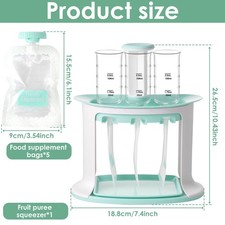 Baby Food Squeeze Station Reusable Fruit Puree Pouch Filling Maker with 5 qippe