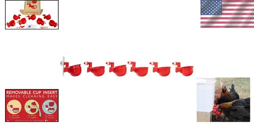 Sistema completo de riego de pollo: 6 tazas de llenado automático + bonificación para el cuidado de aves de corral - Imagen 2 de 9